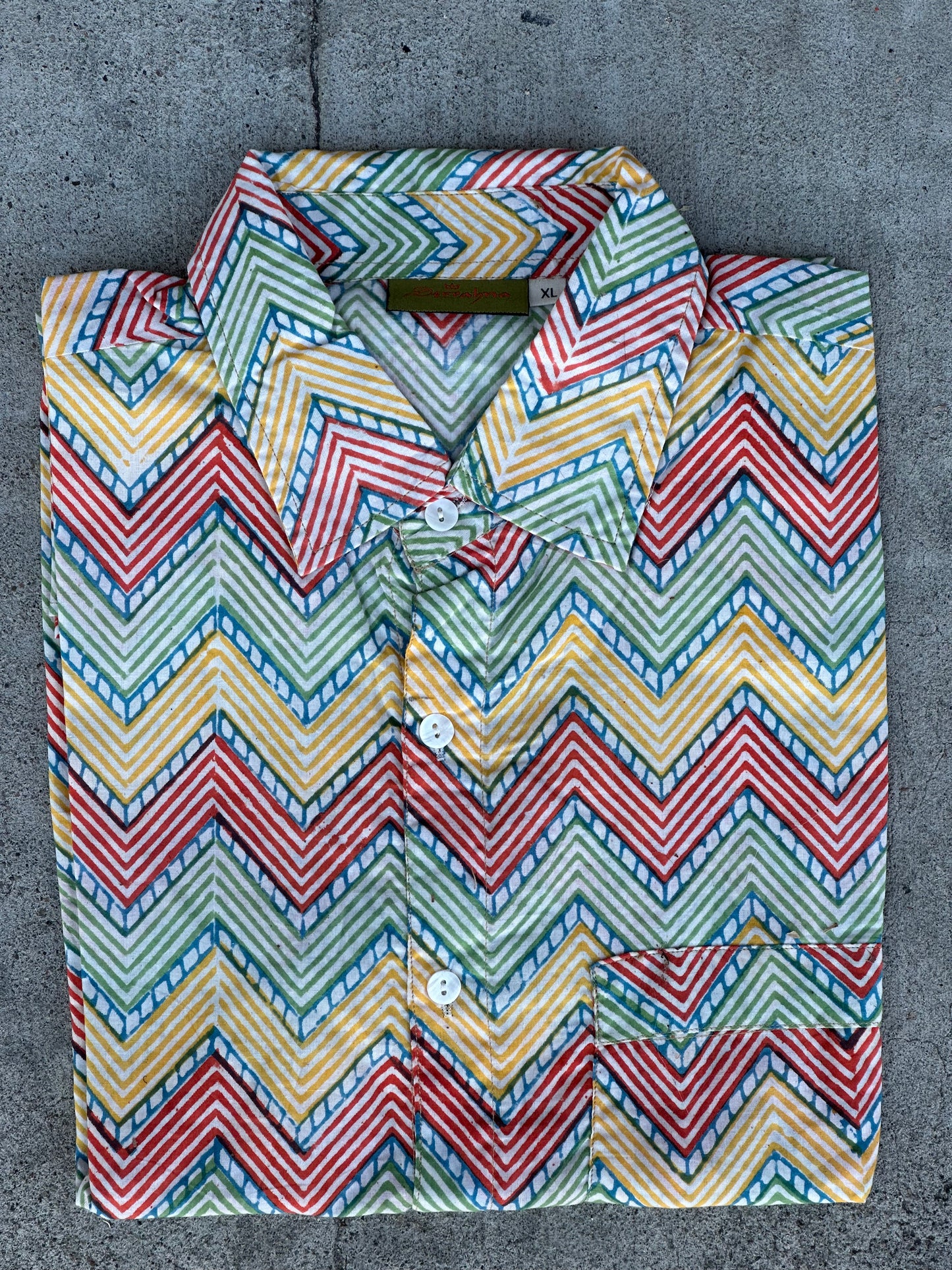 BLOCK PRINT MEN'S SHIRT Size Large Only