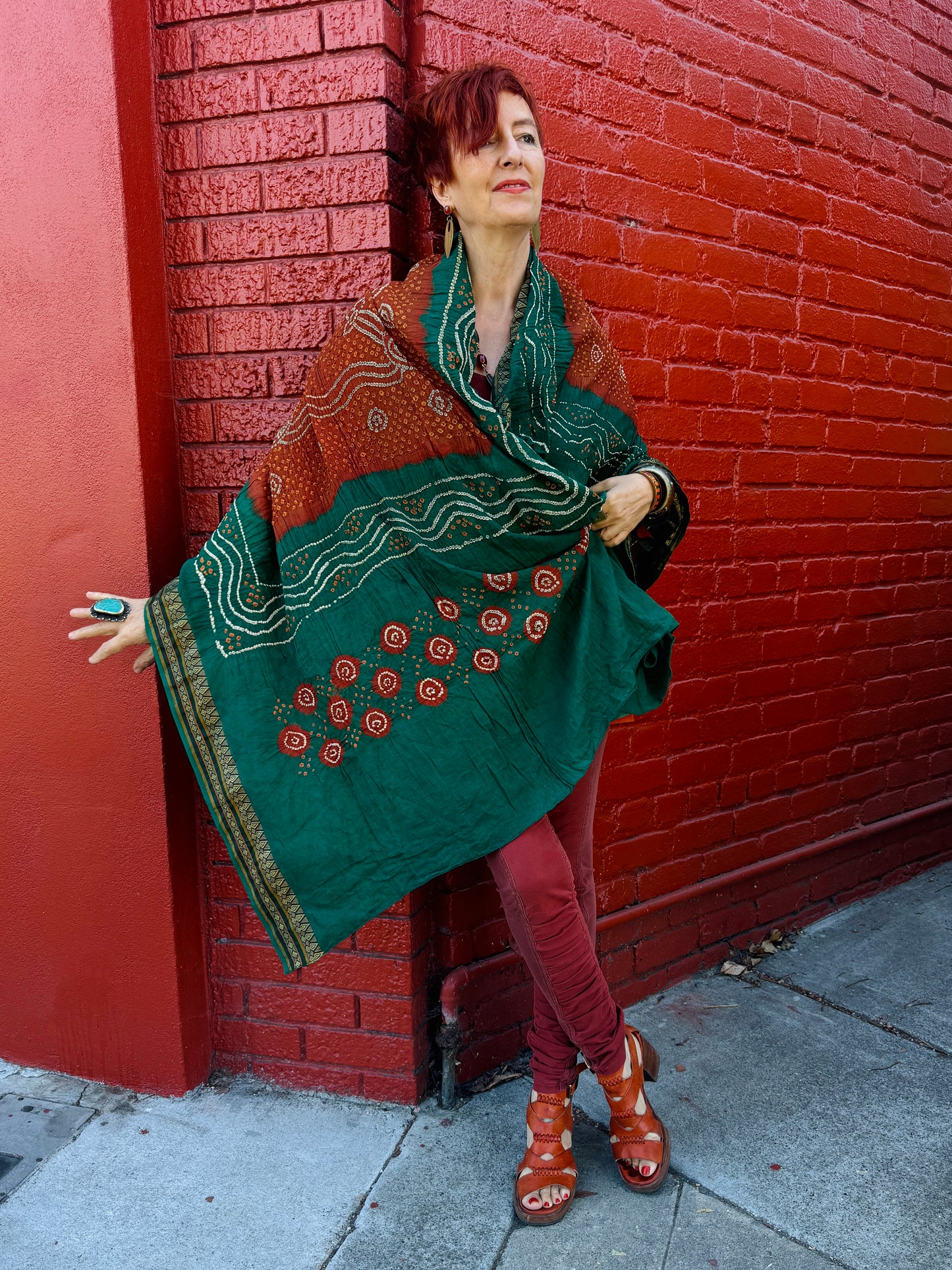 COTTON BANDHANI SHAWLS AUTUMN PALETTE