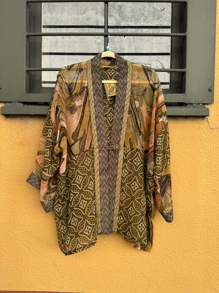 BANDHANI MOSS & MARBLE SHORT RUBY KIMONOS