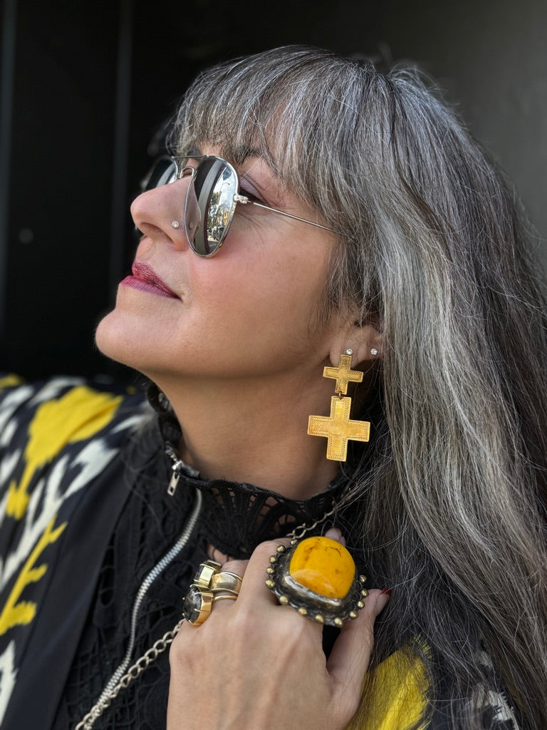 DOUBLE CROSS EARRINGS