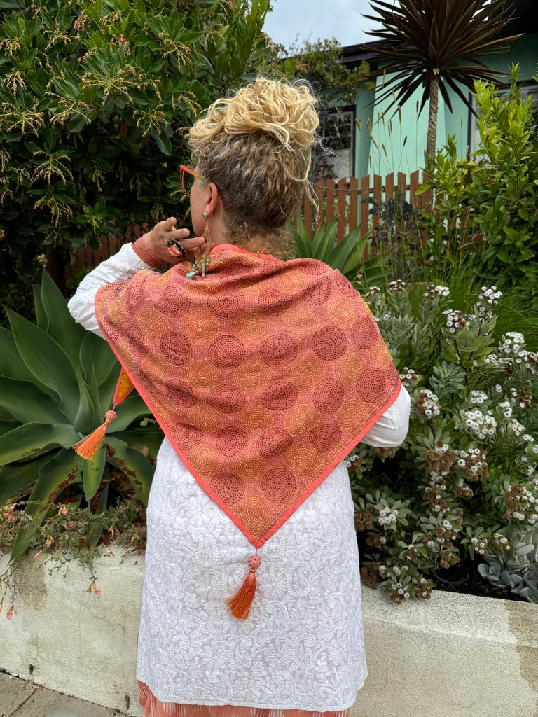 SILK KANTHA TRIANGLE TASSEL SCARVES