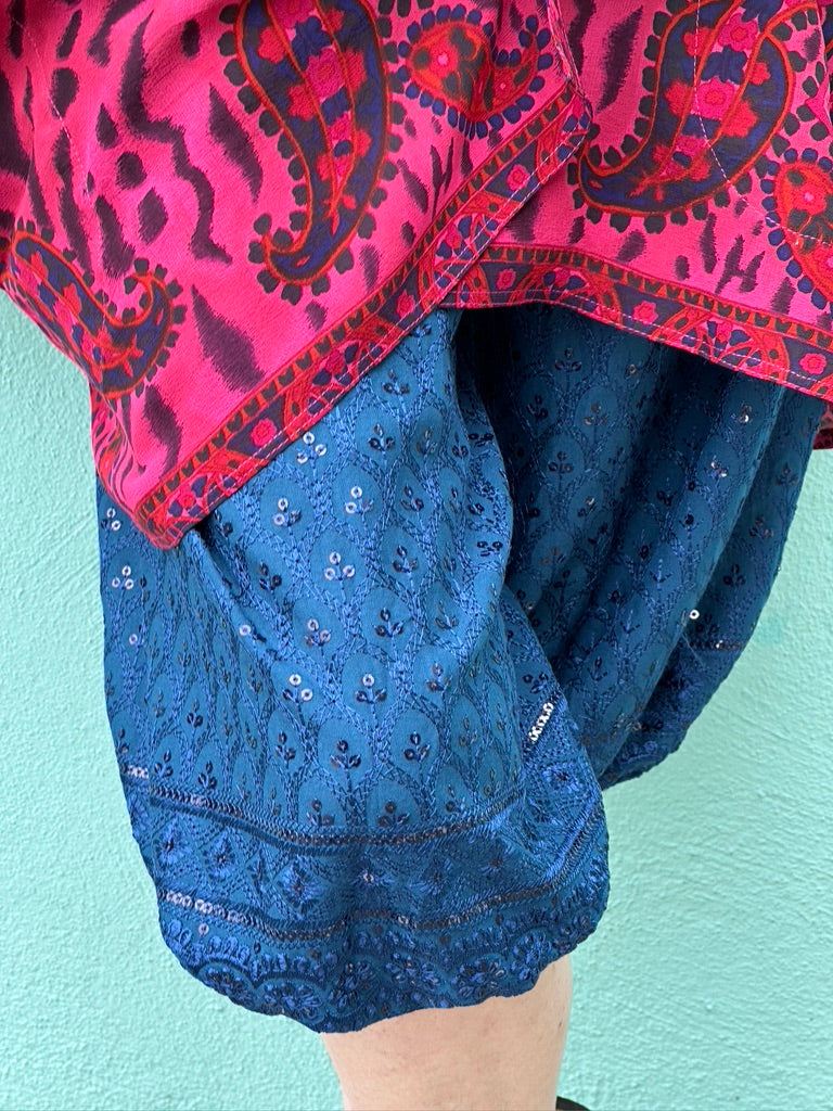 PEACOCK TEAL SPARKLE CROP BUBBLE PANT