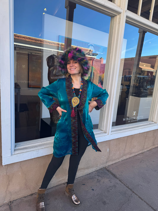 PEACOCK SHIMMER SWING COAT