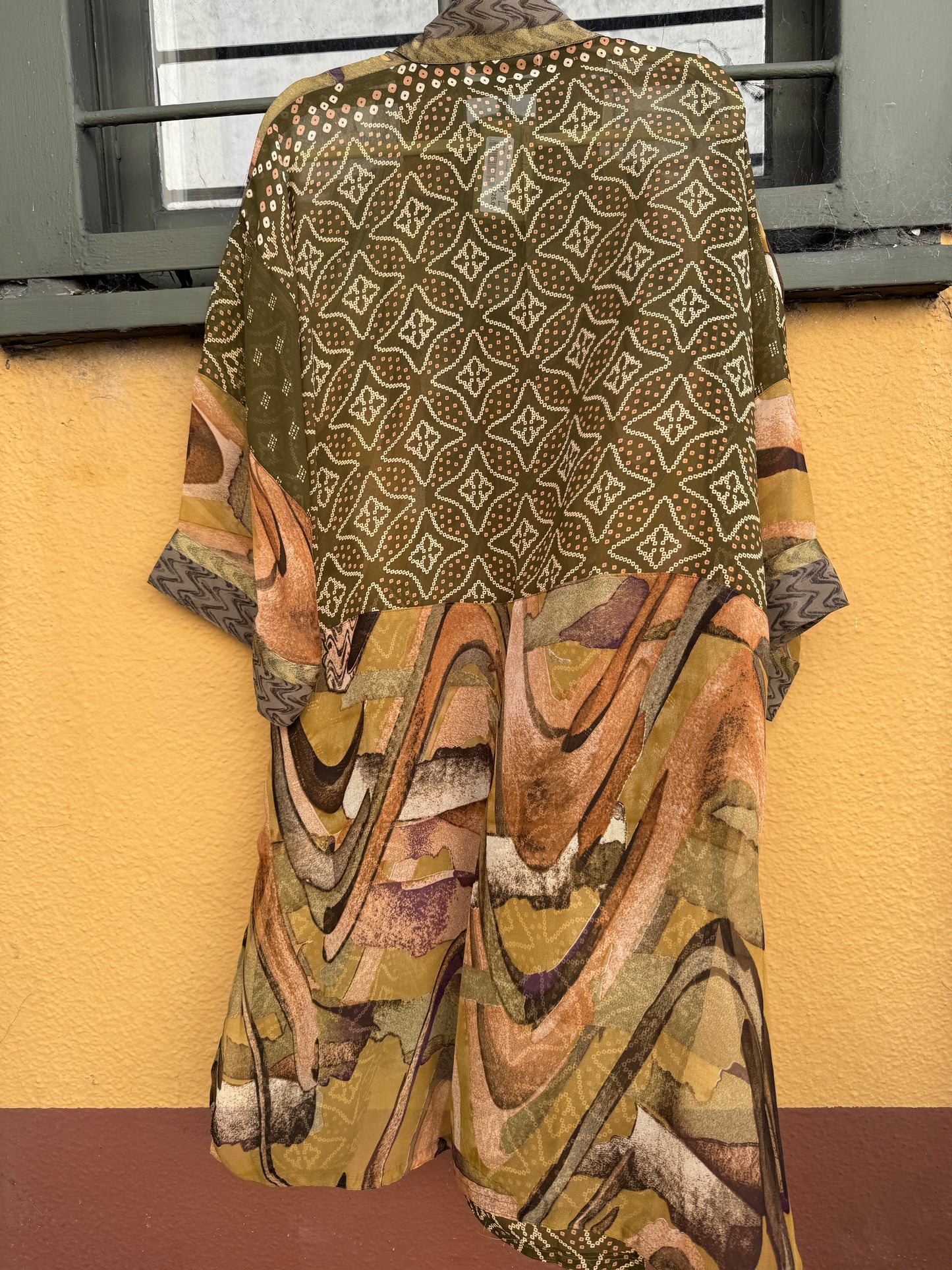 BANDHANI MOSS & MARBLE LONG RUBY KIMONOS