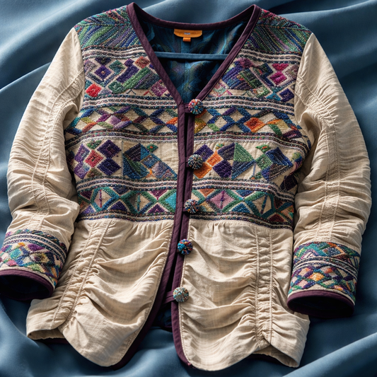 RUCHED ECRU HUIPIL REDUX JACKET