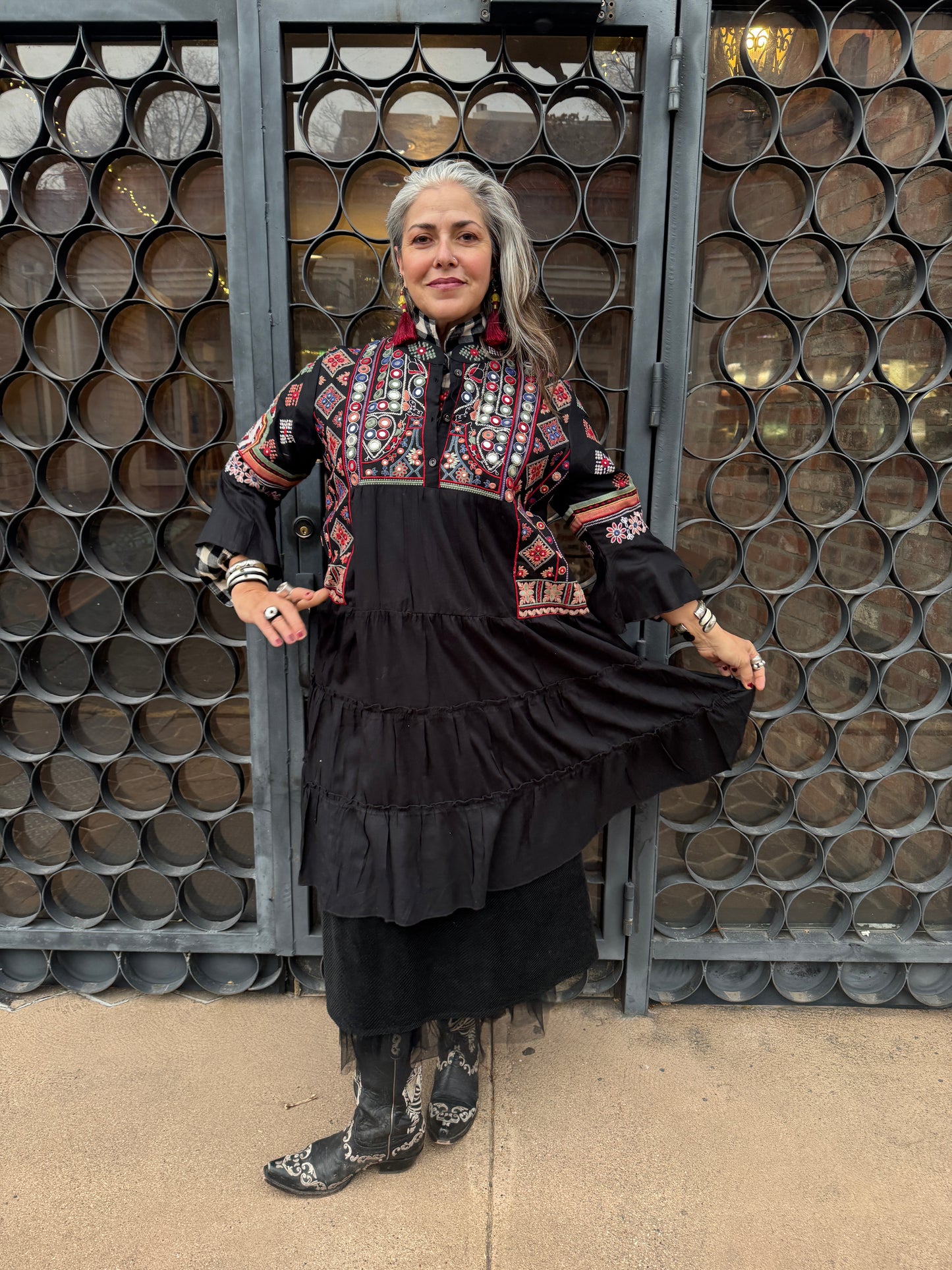 EMBROIDERED PEASANT DRESS