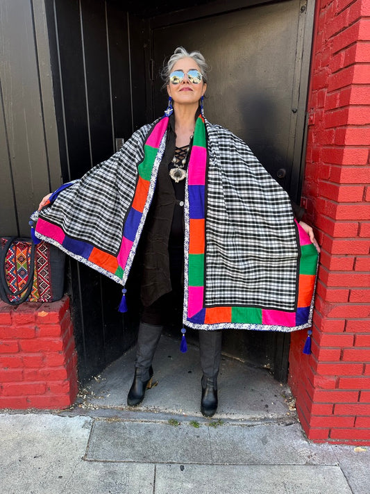 PATCHWORK & PLAID SHAWL