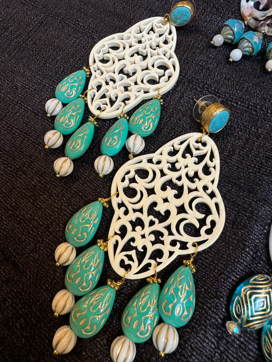 IVORY RESIN CHANDELIER EARRINGS