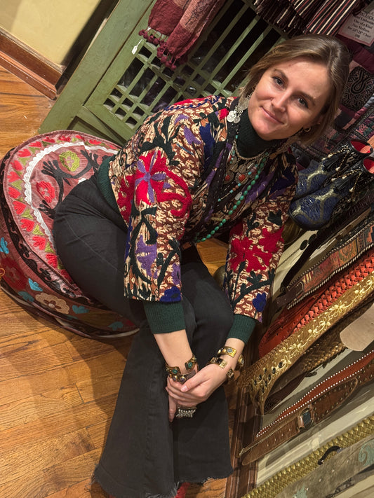 POUF SILK EMBROIDERED