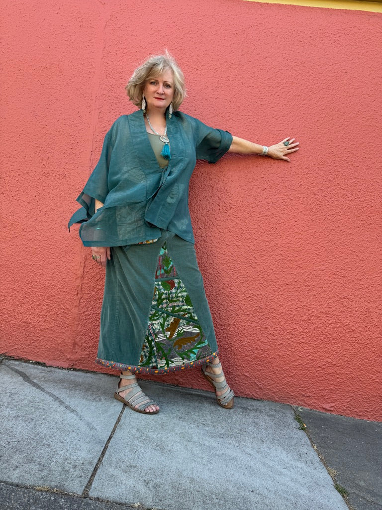 MISS GREEN JEANS CORDUROY TRIBAL A-LINE SKIRT