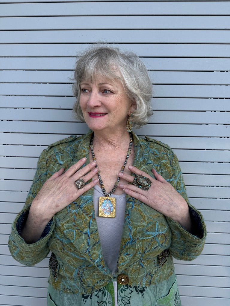 GEMSTONE HAMSA EARRINGS