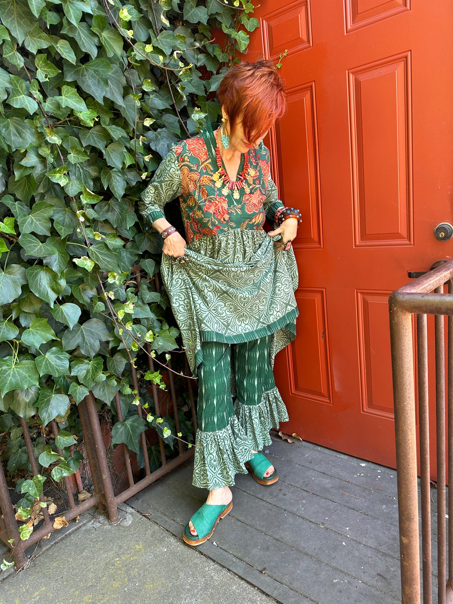 JUNGLE GREEN RUFFLE PANT