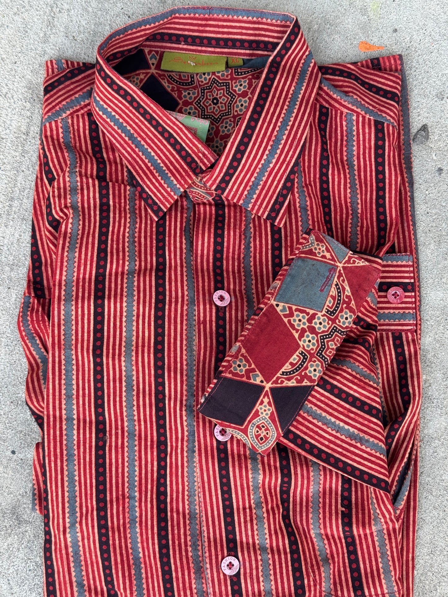 BLOCK PRINT MEN'S SHIRT Size XL Only