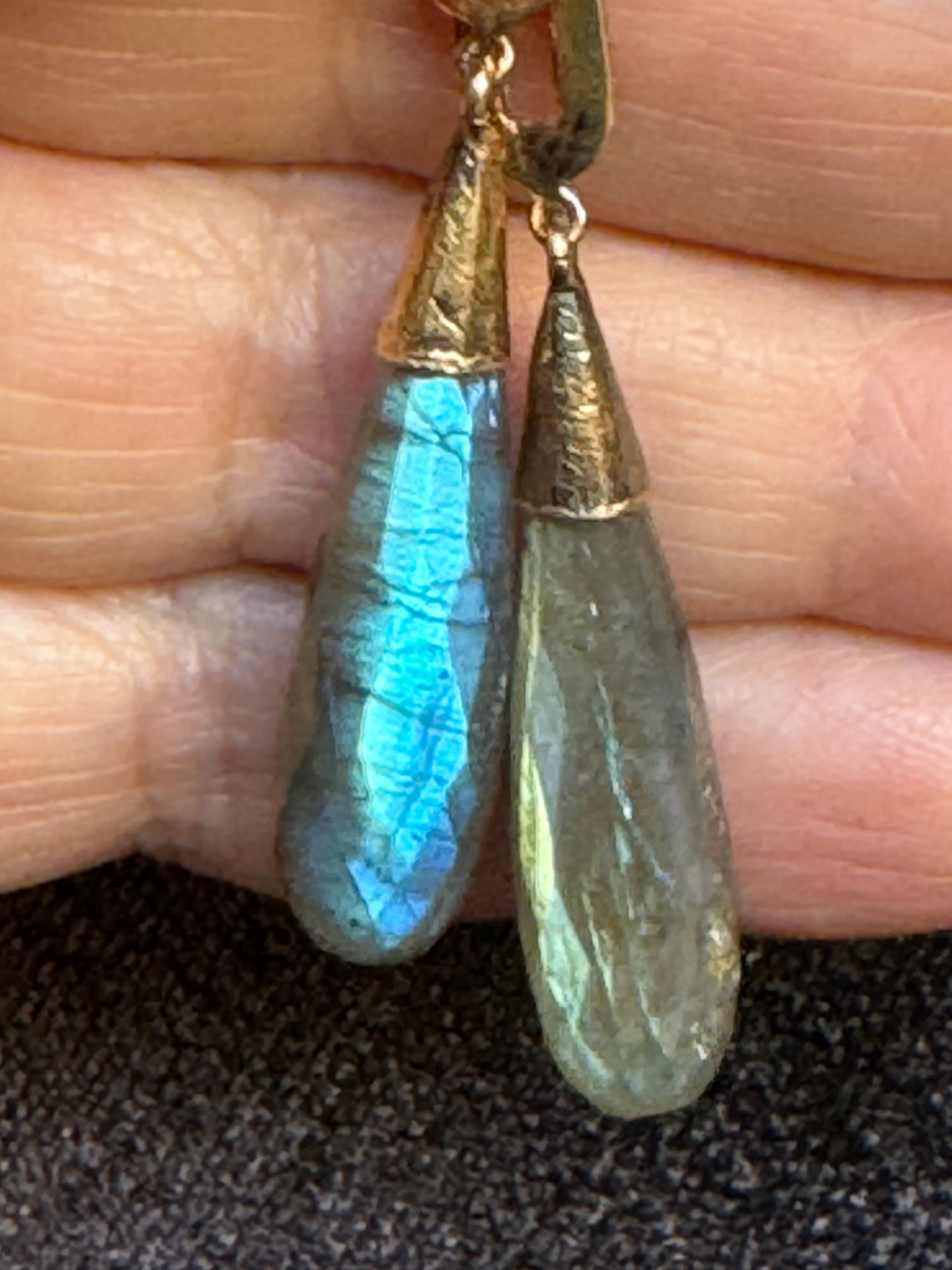 GEO LINK LABRADORITE DROP EARRINGS