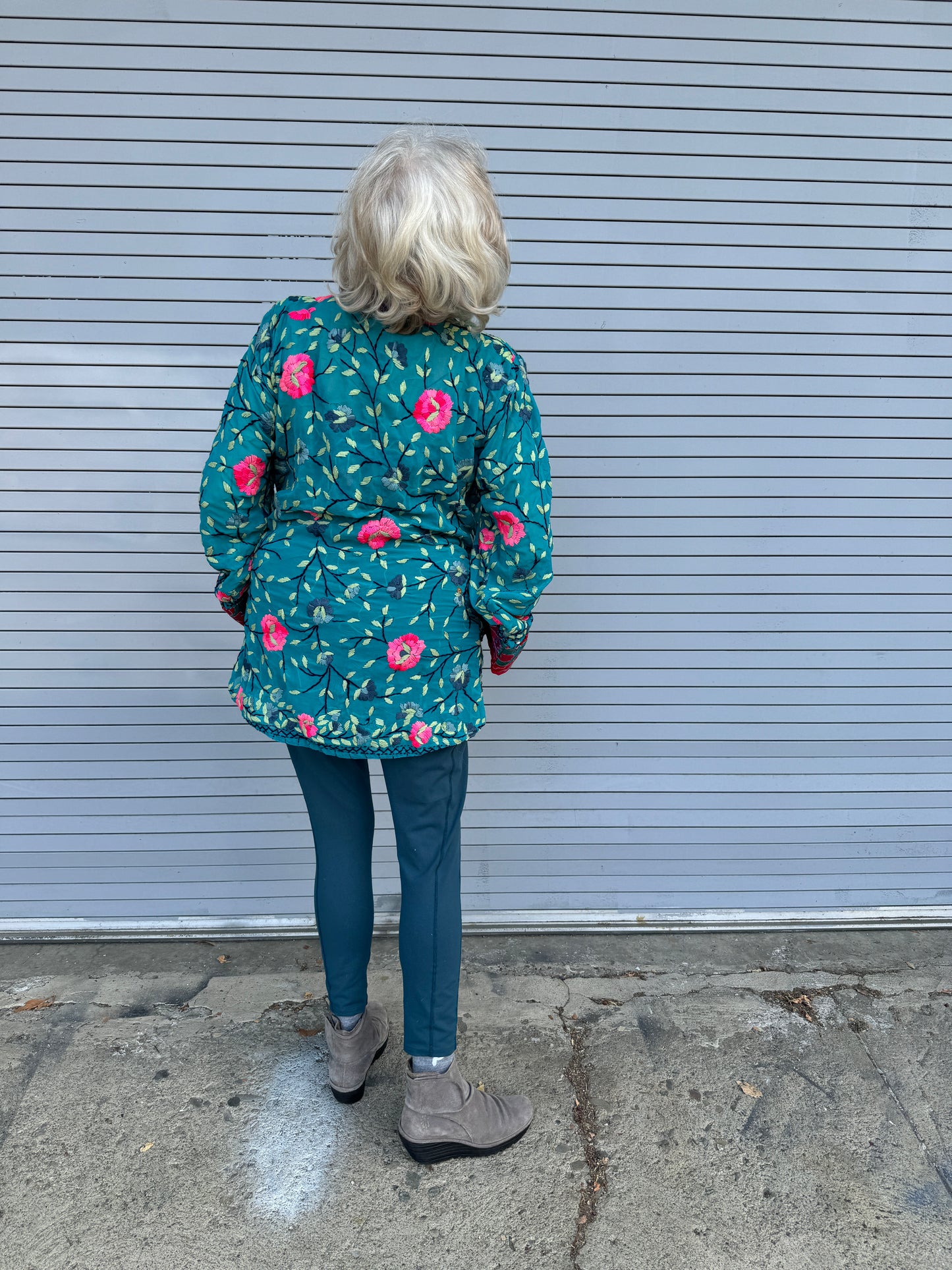 TEAL FOR REAL FLORAL SWING JACKET