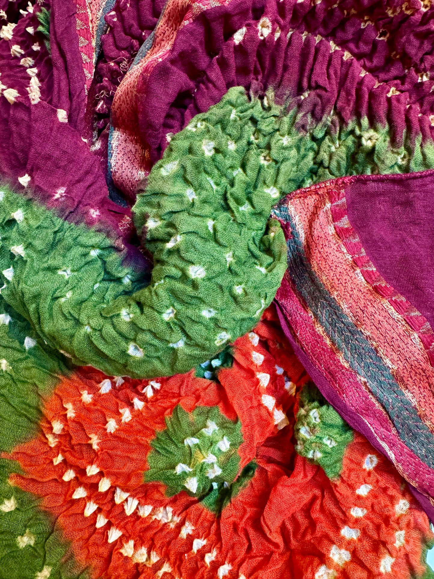 COTTON BANDHANI SHAWLS AUTUMN PALETTE