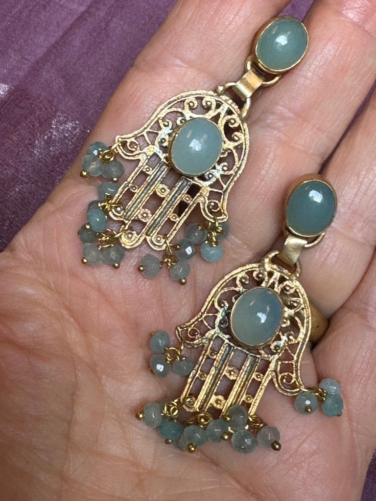 GEMSTONE HAMSA EARRINGS