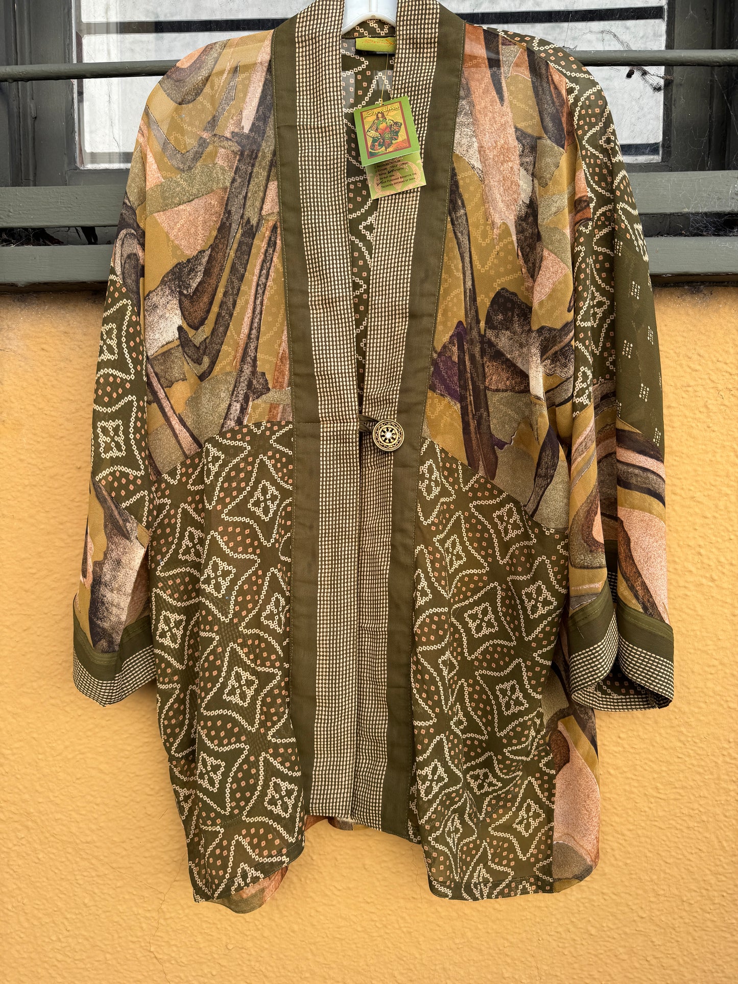 BANDHANI MOSS & MARBLE SHORT RUBY KIMONOS