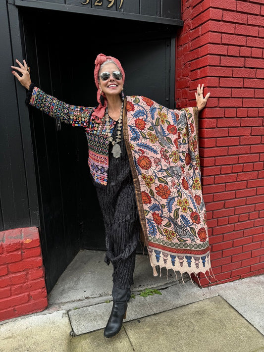 KALAMKARI ROSY GARDEN SHAWL