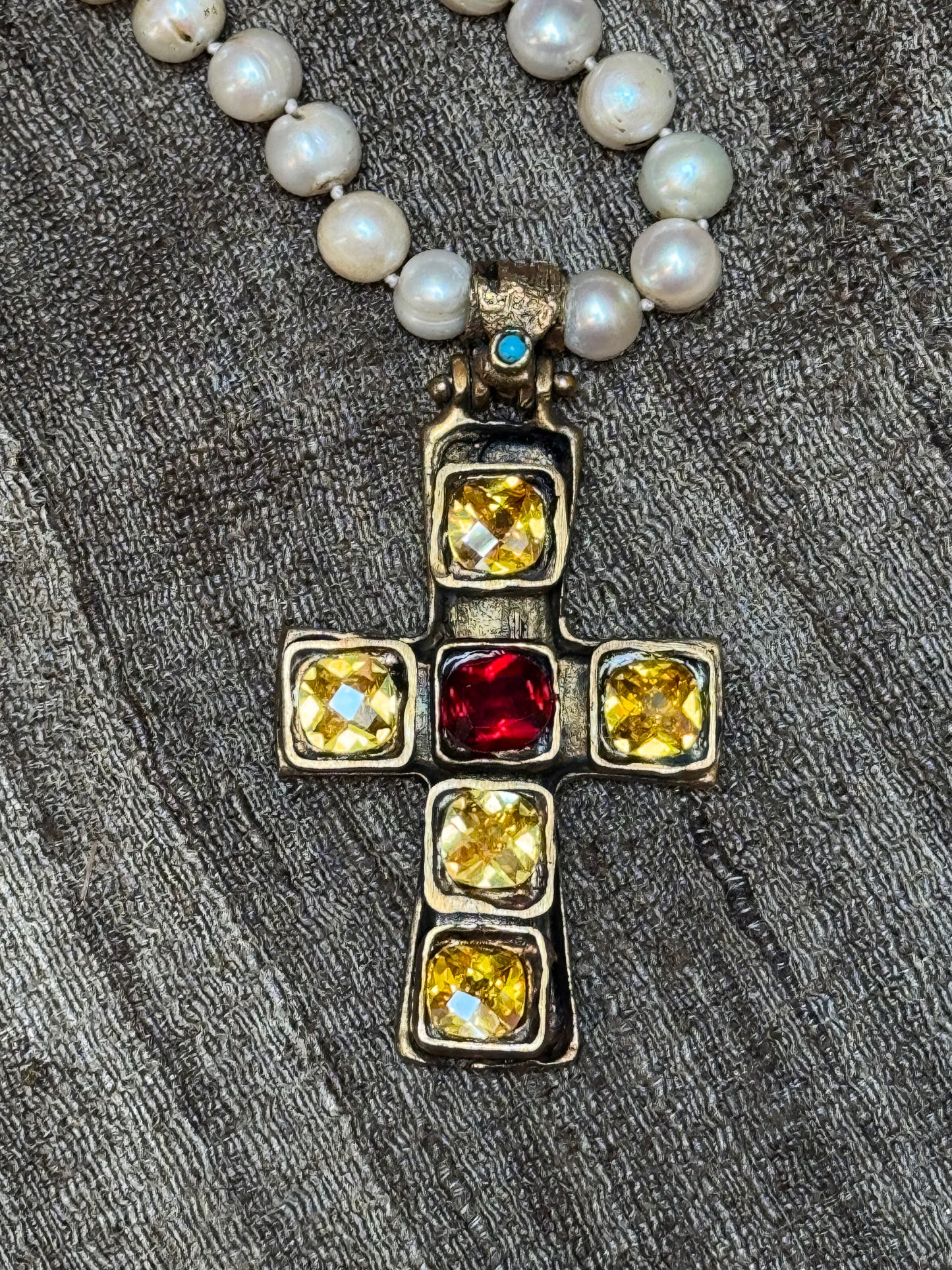 CRUSTY CRUCIFIX PEARL NECKLACES