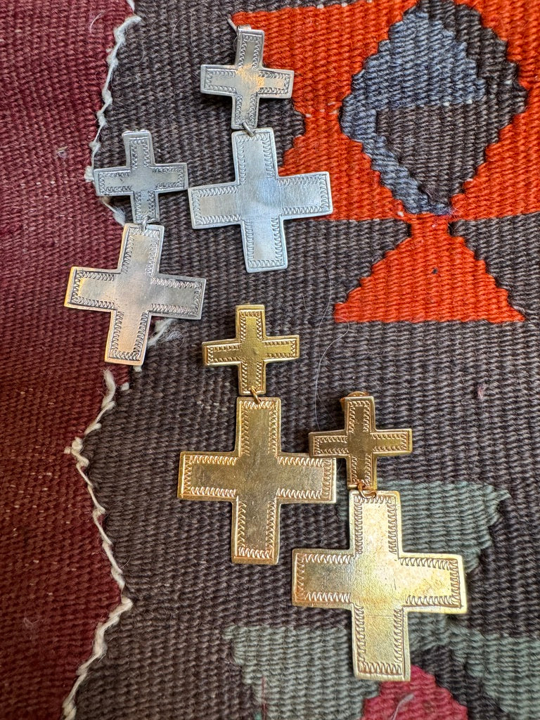 DOUBLE CROSS EARRINGS