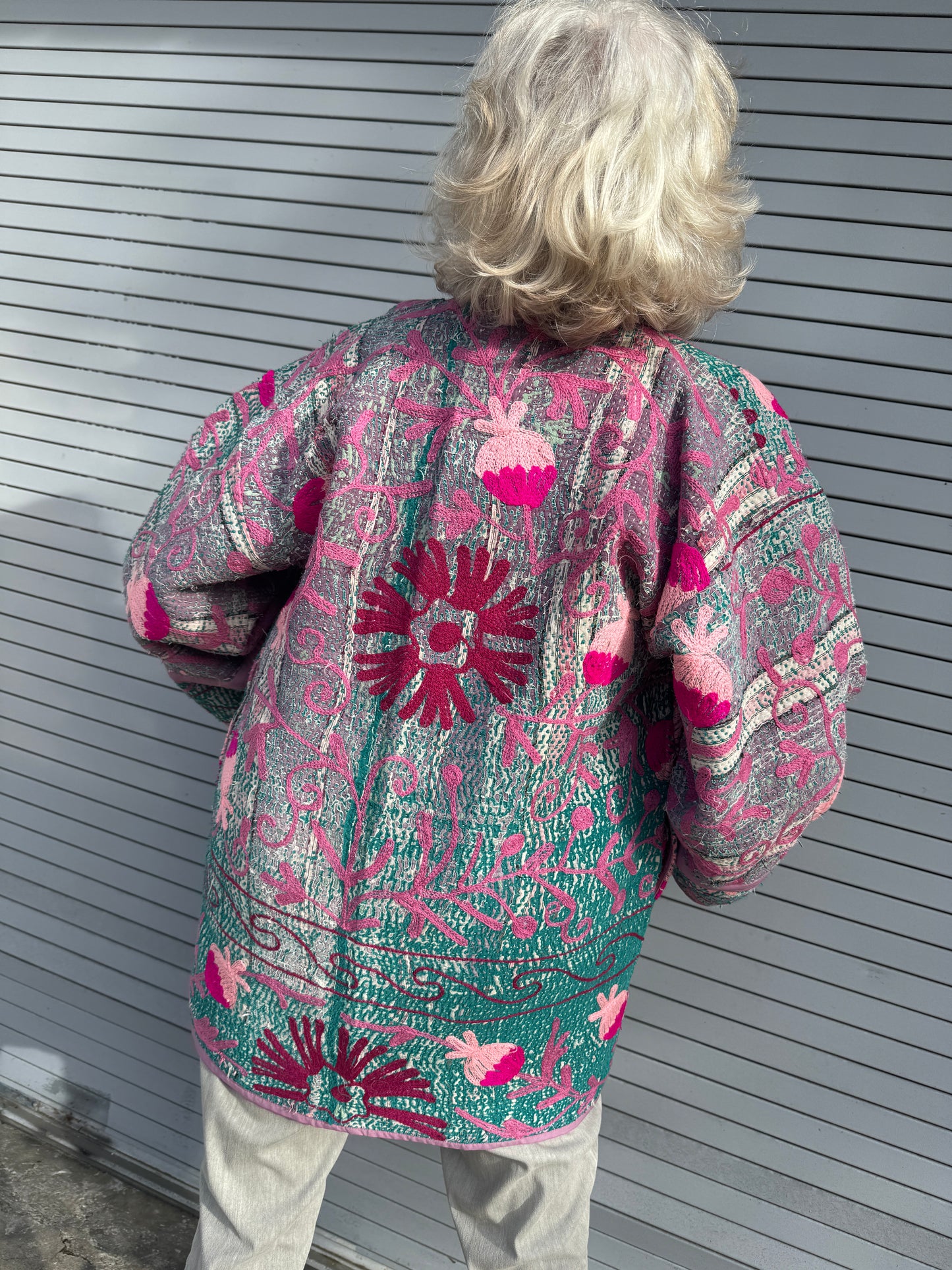 PINK POMEGRANATE SHABBY CHIC QUILTED KIMONO