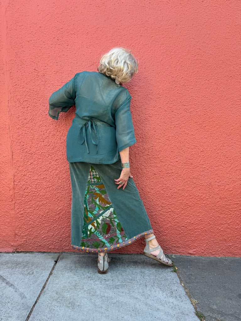MISS GREEN JEANS CORDUROY TRIBAL A-LINE SKIRT