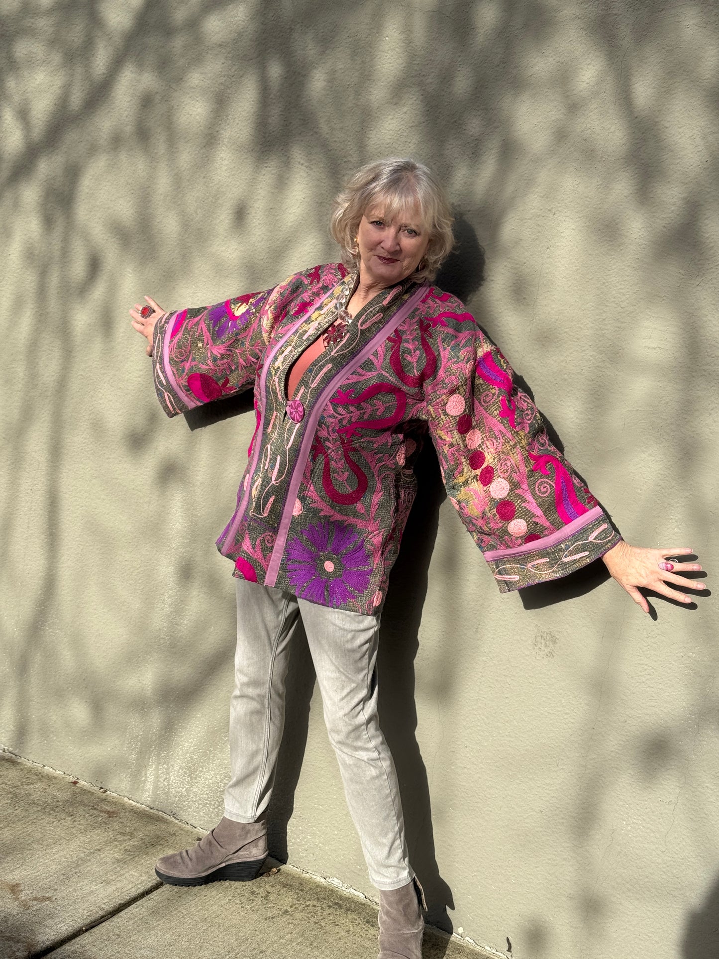 HARDLY GRAY SHABBY CHIC QUILTED KIMONO