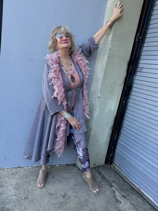 AZEEZA DOVE GREY COPPER COAT DRESS