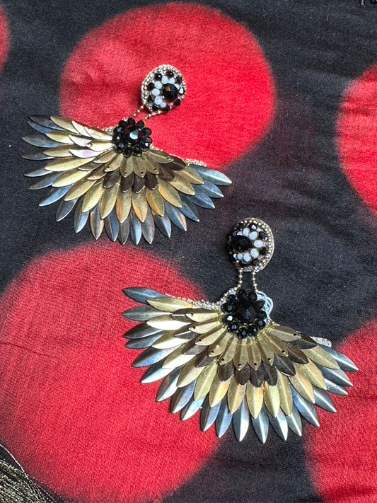 MIX METAL FAN EARRINGS