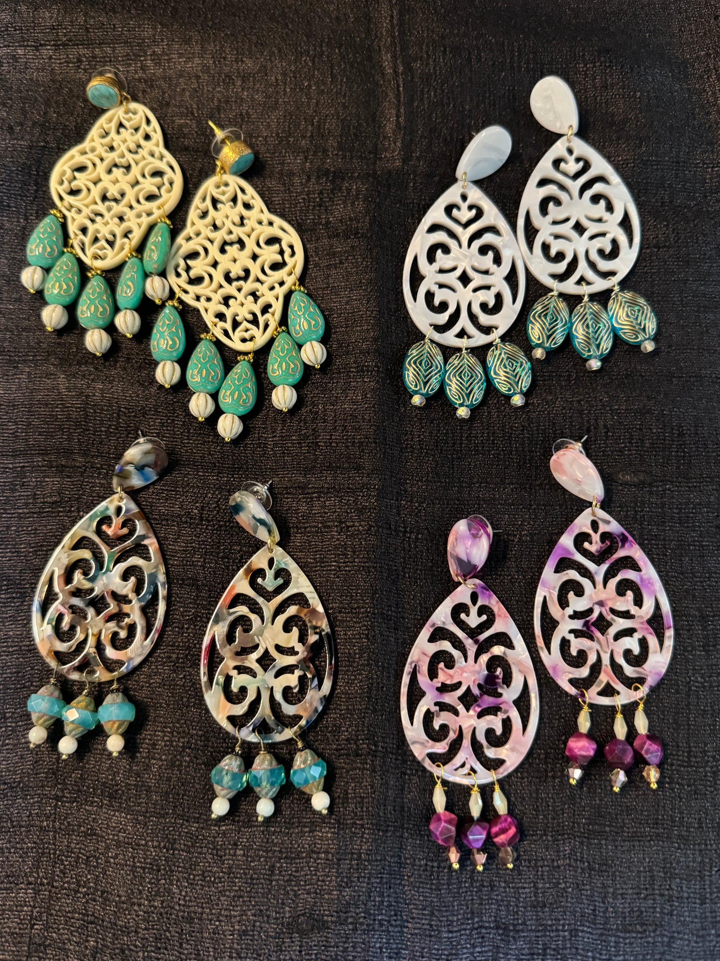 IVORY RESIN CHANDELIER EARRINGS