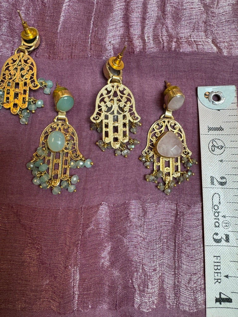 GEMSTONE HAMSA EARRINGS