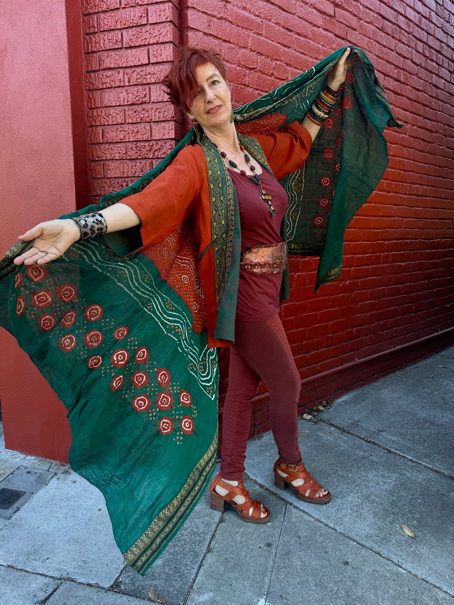 COTTON BANDHANI SHAWLS AUTUMN PALETTE