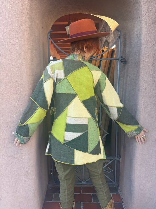 UPCYCLED PATCHWORK POCKET SWEATER