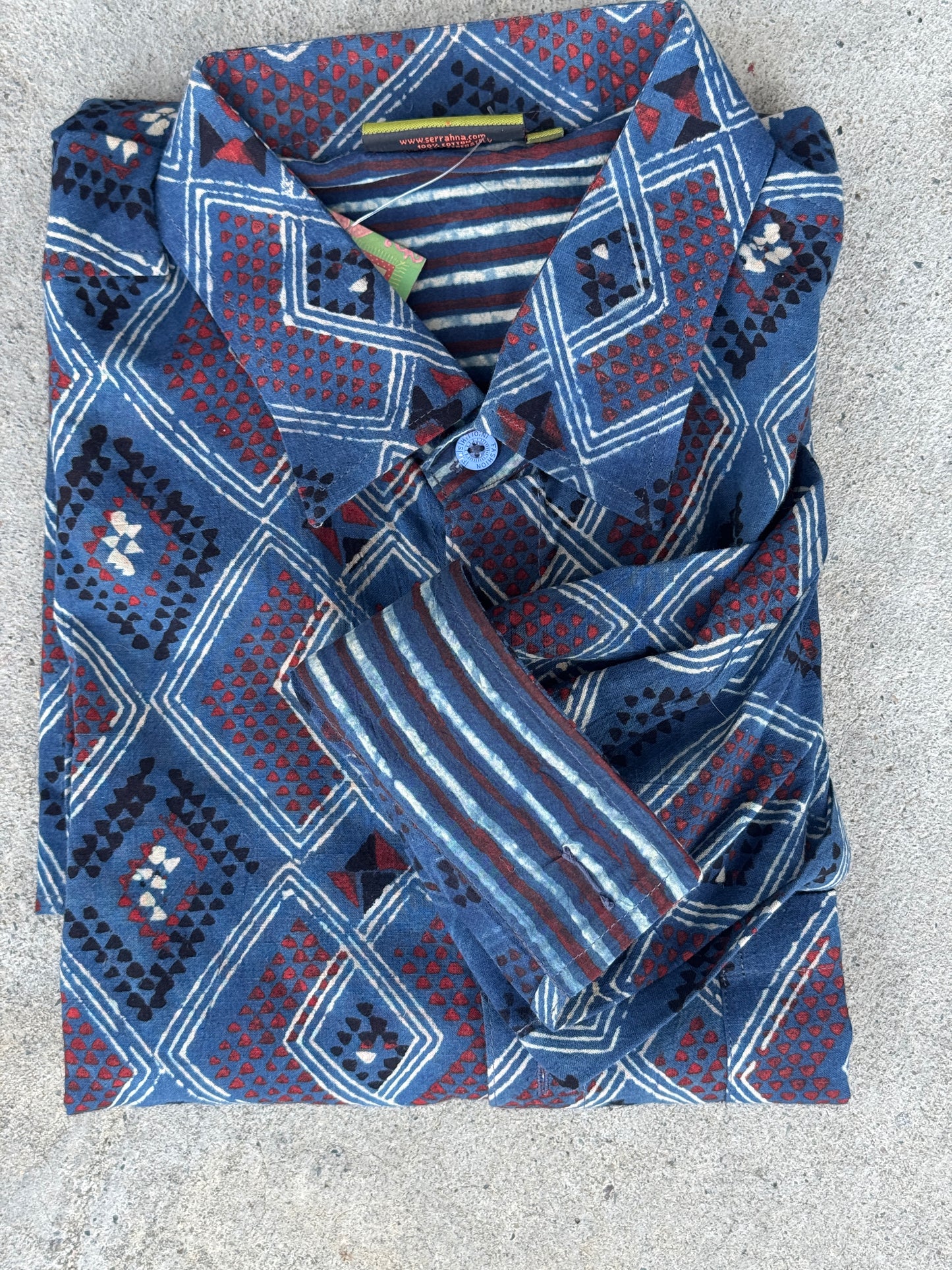 BLOCK PRINT MEN'S SHIRT Size XL Only