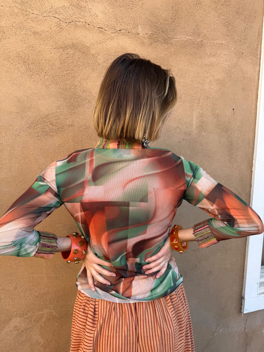 STRETCHY ABSTRACT PEACE BUTTON SHACKET