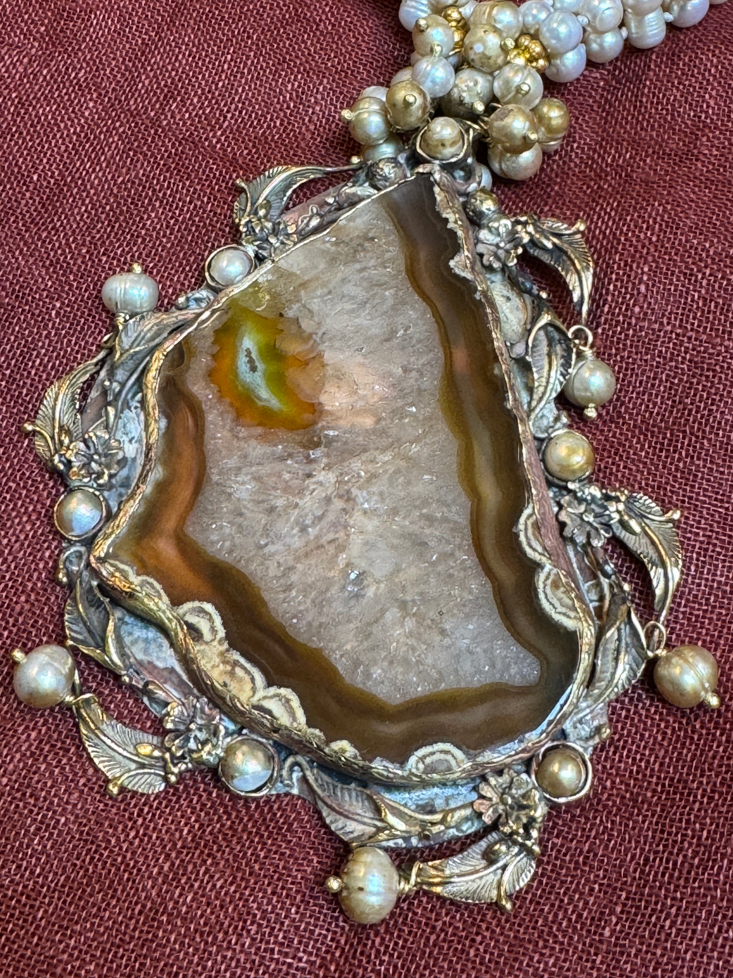 SAUDI SAND PEARL AGATE SLAB NECKPIECE