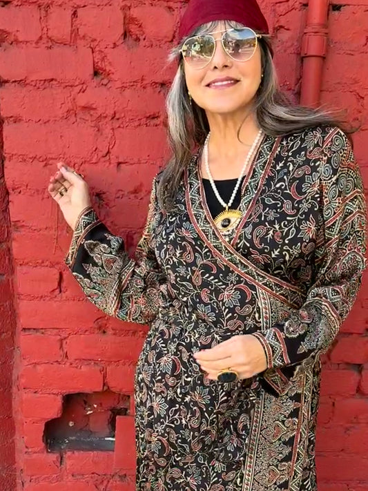 AJRAKH ROMANTIC WINTER PALETTE WRAP MAXI