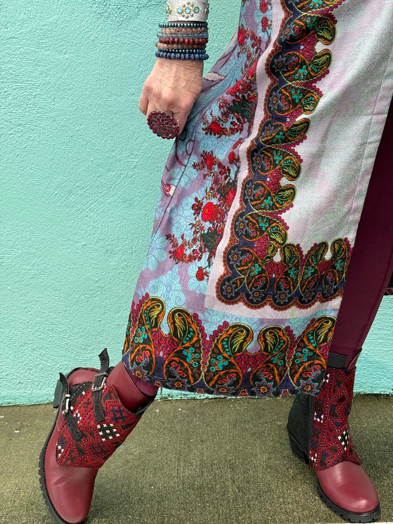 WINE CROCODILE ROCK COLLAGE COAT
