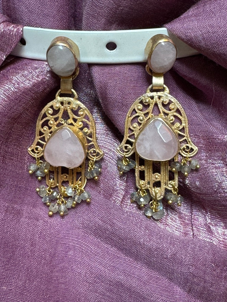 GEMSTONE HAMSA EARRINGS