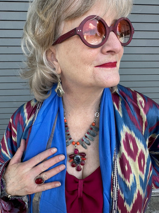 KYANITE RUBY BLOOM NECKLACE