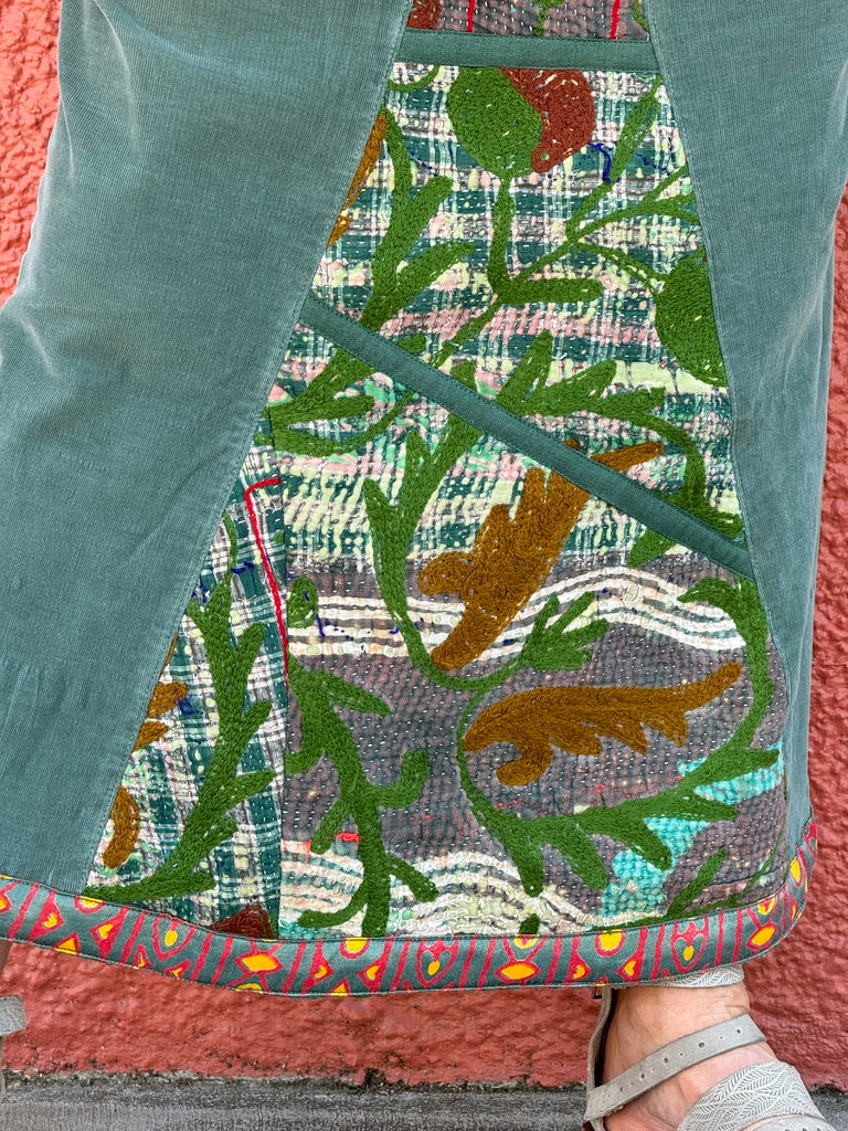 MISS GREEN JEANS CORDUROY TRIBAL A-LINE SKIRT