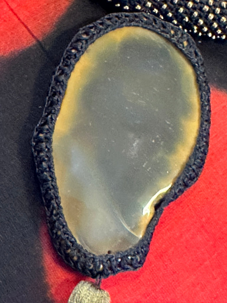 BEYOND BLACK AGATE & CROCHET NECKLACE