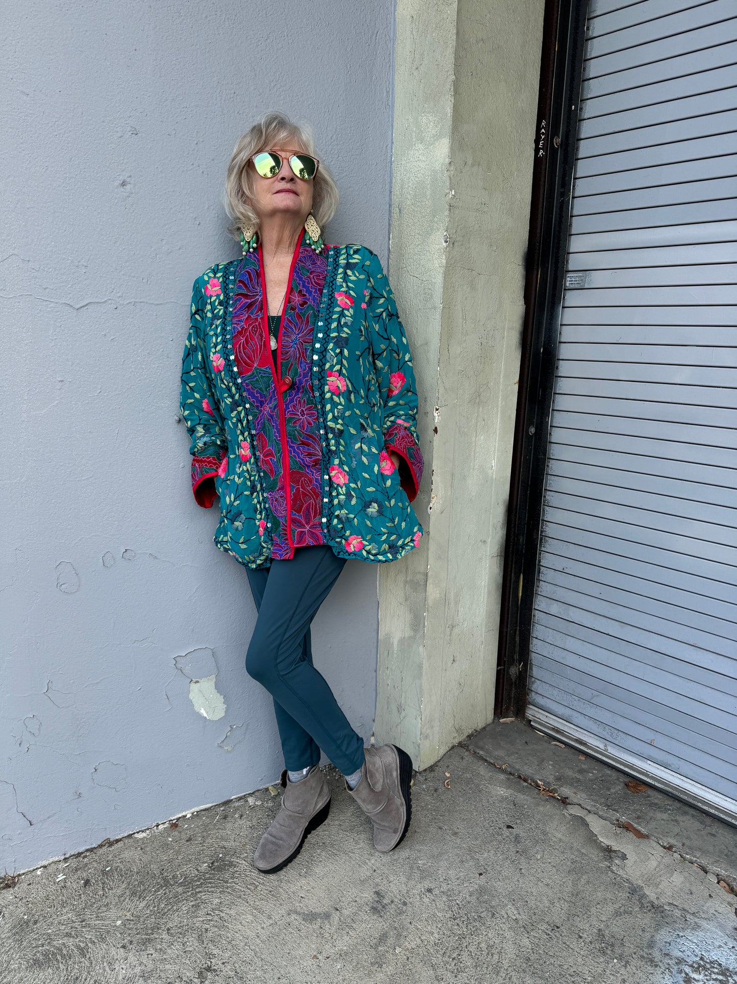TEAL FOR REAL FLORAL SWING JACKET