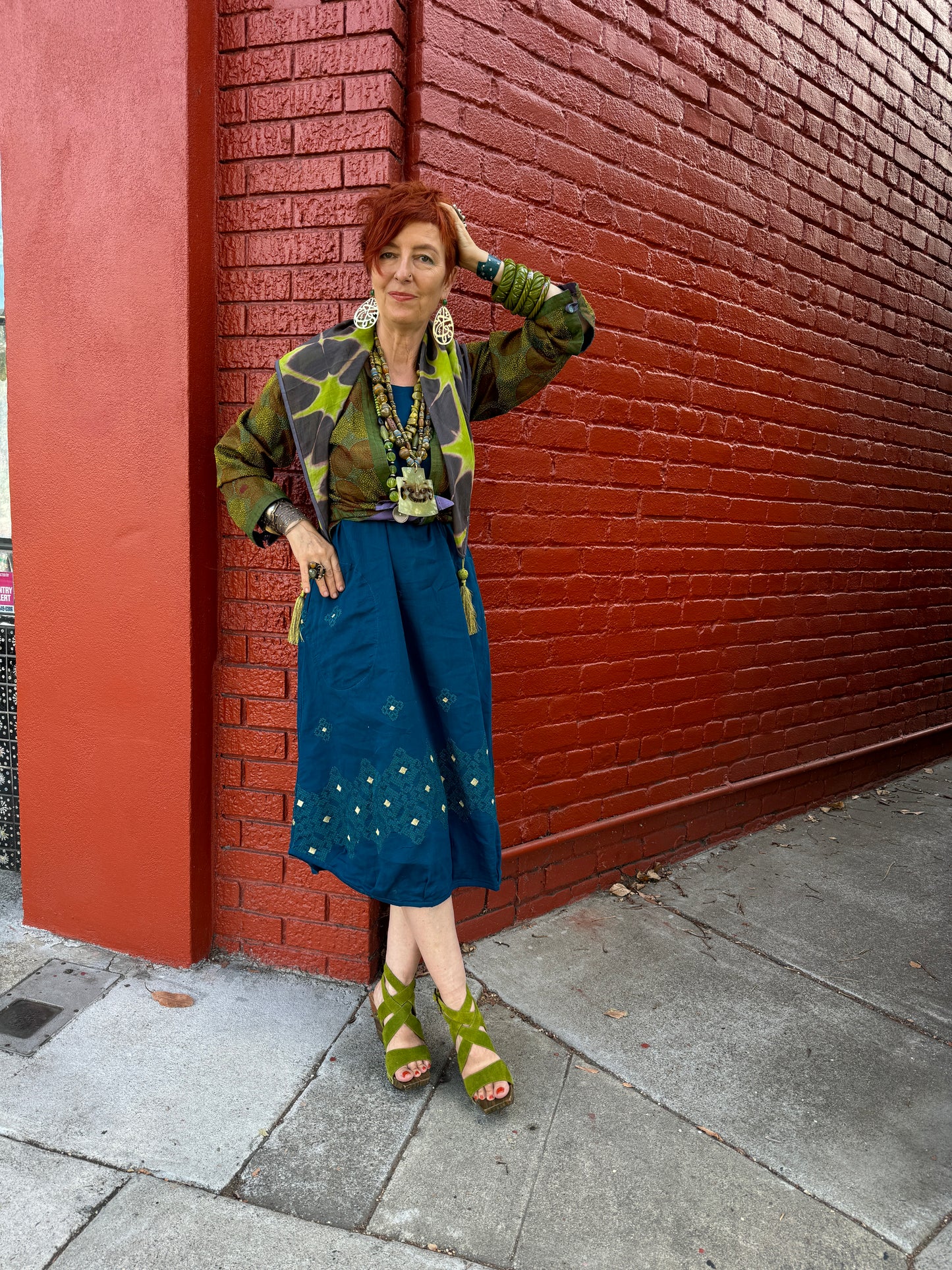 PEACOCK BLUE SLOUCH SLIP DRESS