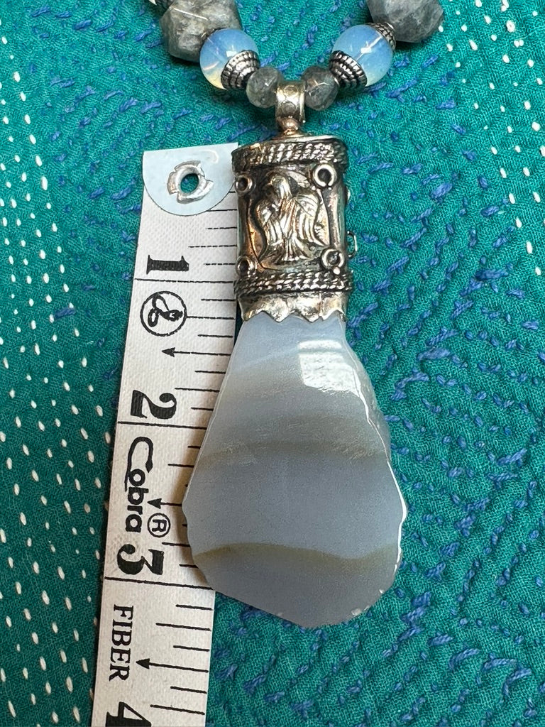 BANDED BLUE BOTSWANA AGATE NECKLACE