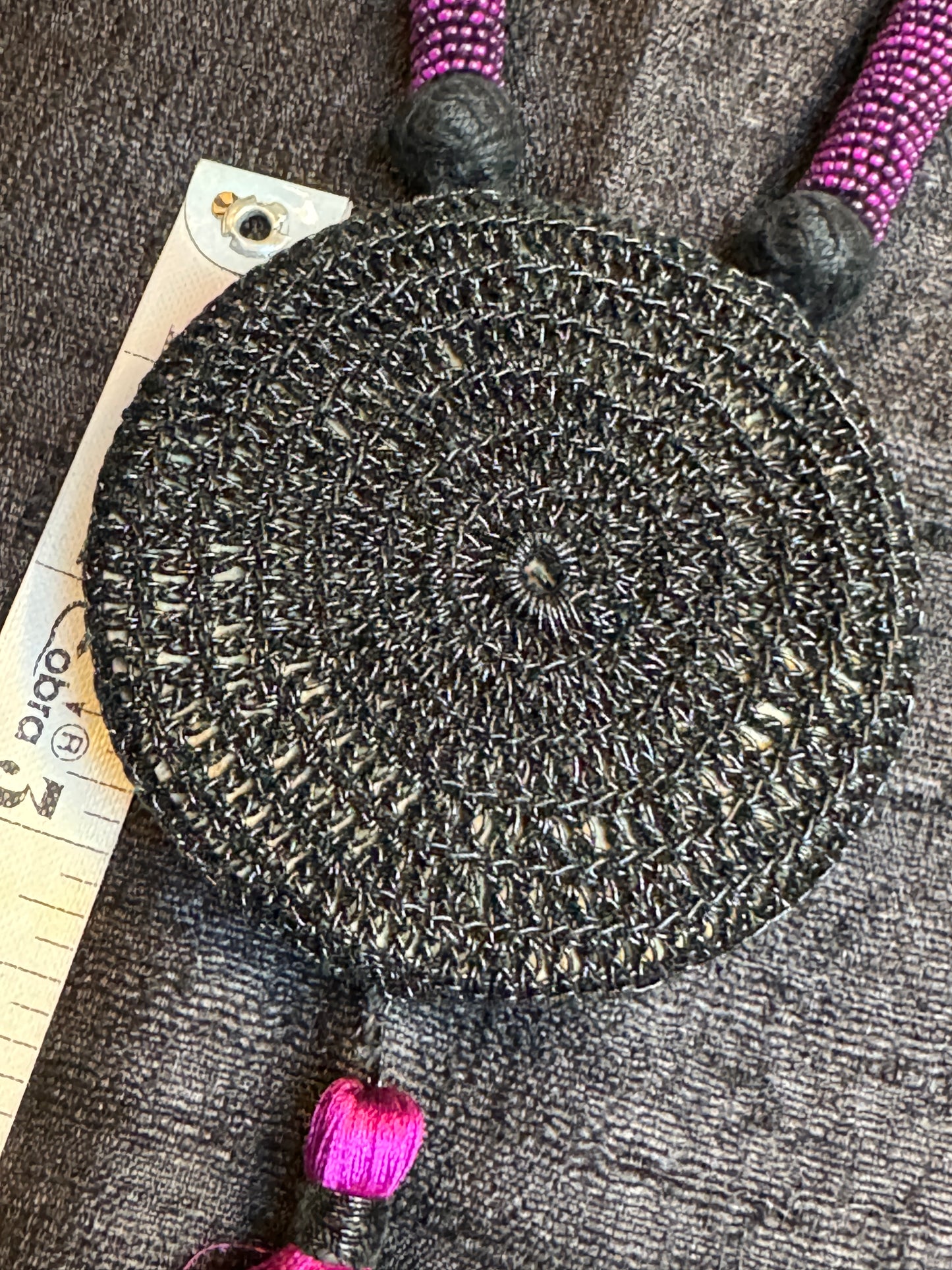 PURPLE & PINK PARTY PLEASER BEADED BUTTON NECKPIECE