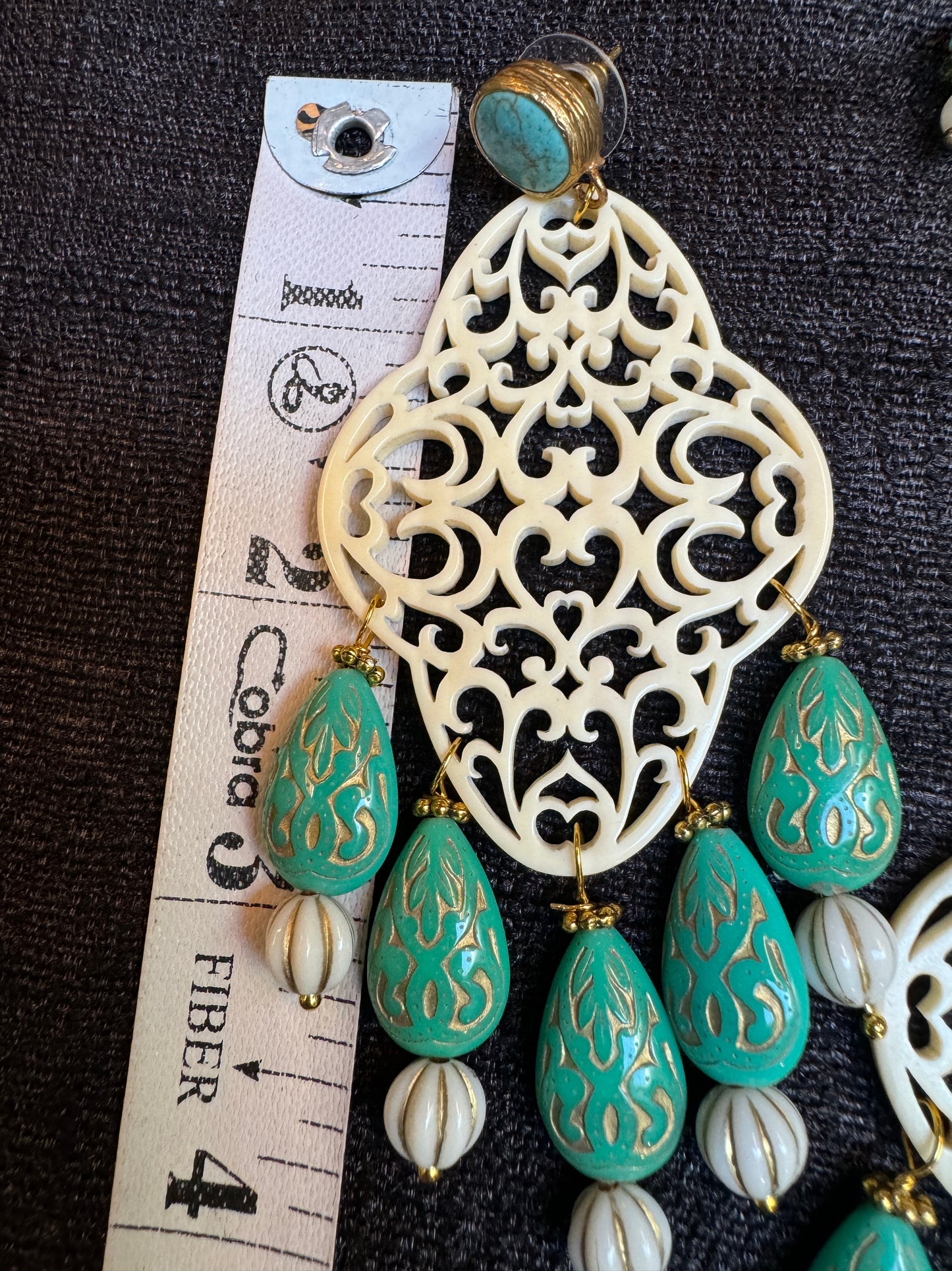IVORY RESIN CHANDELIER EARRINGS