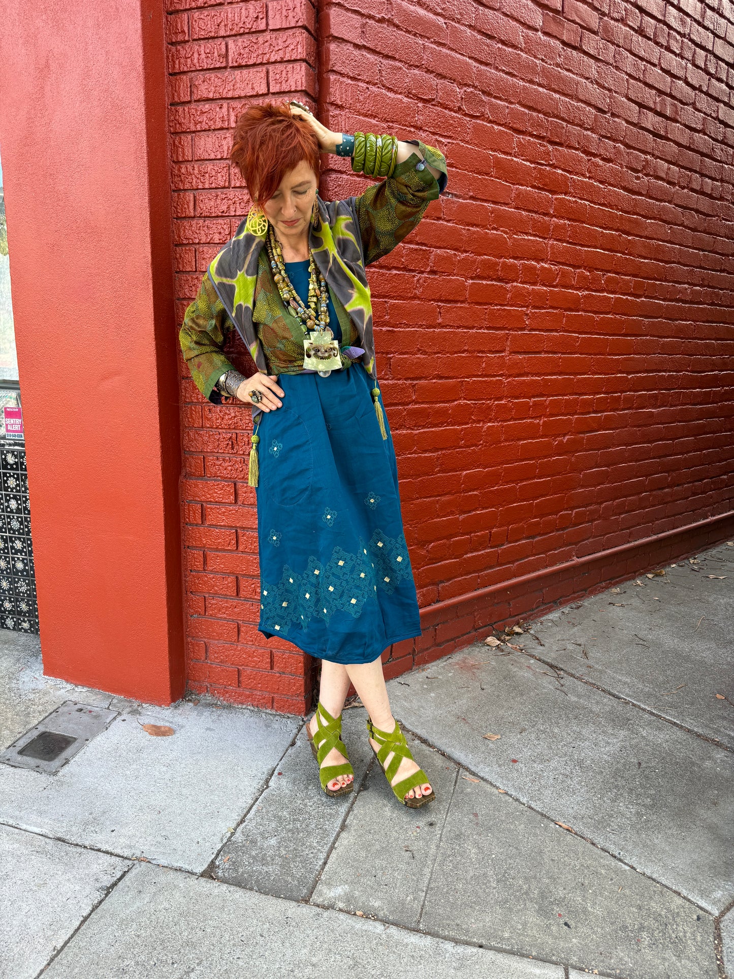 PEACOCK BLUE SLOUCH SLIP DRESS