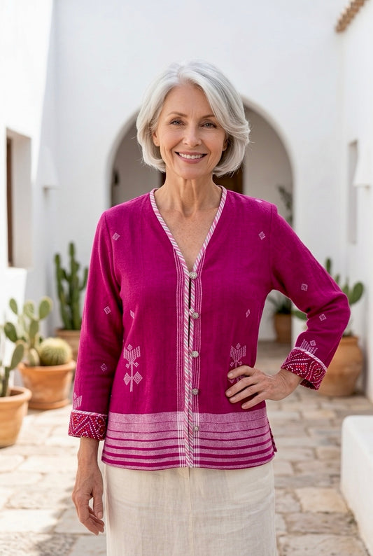 PINK HAND LOOM COTTON JACKET